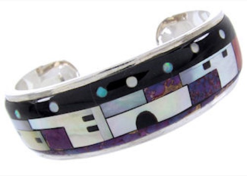 Native American Village Design Multicolor Cuff Bracelet AW65710
