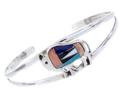 Southwestern Multicolor Buffalo Sterling Silver Cuff Bracelet AW65644