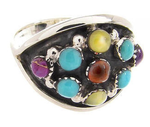 Sterling Silver Multicolor Southwestern Ring Size 7-1/2 PS58098