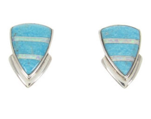 Southwest Sterling Silver Turquoise Opal Inlay Post Earrings PS62950