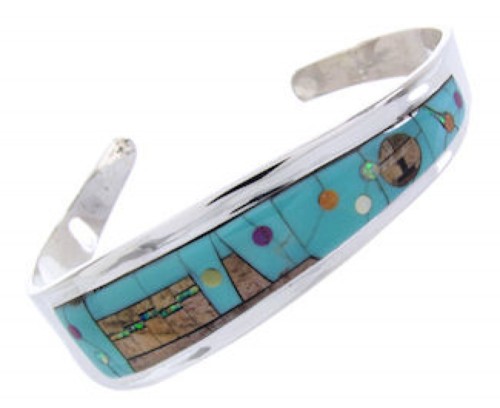 Multicolor Native American Mesa Design Jewelry Cuff Bracelet YS67347