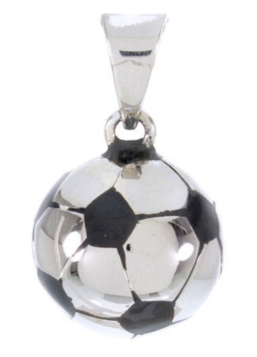 Sterling Silver Jet Soccer Ball Jewelry Slide Pendant YS64254