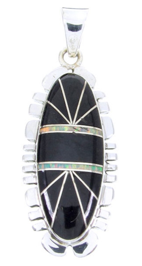 Southwest Sterling Silver Jet Opal Pendant JW65955