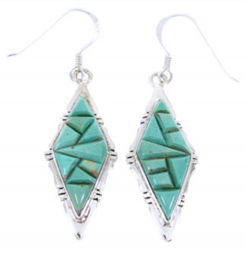 Silver Turquoise Hook Earrings Jewelry JW66466