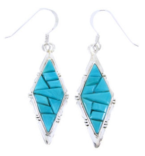 Silver Turquoise Hook Earrings Jewelry JW66478