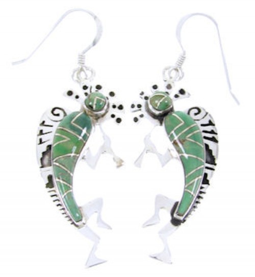 Kokopelli Turquoise Inlay Genuine Silver Earrings JW66695