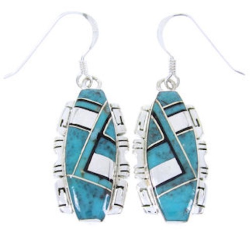 Jet And Turquoise Sterling Silver Earrings JW66734