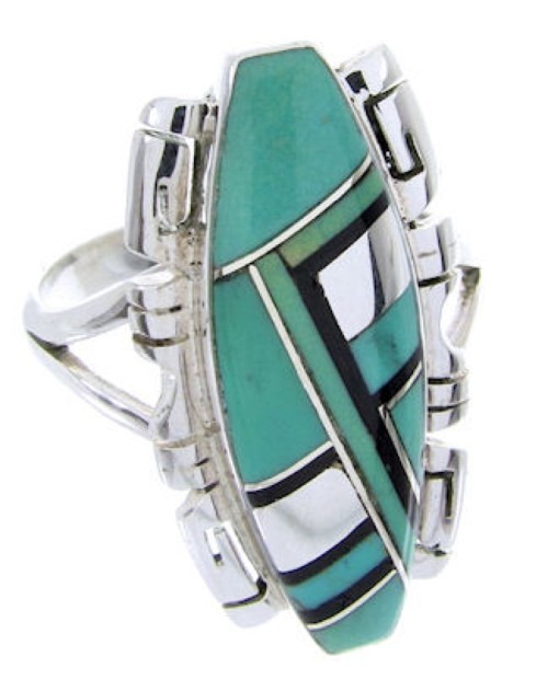 Turquoise Jet Inlay Southwest Jewelry Ring Size 4-3/4 BW66615
