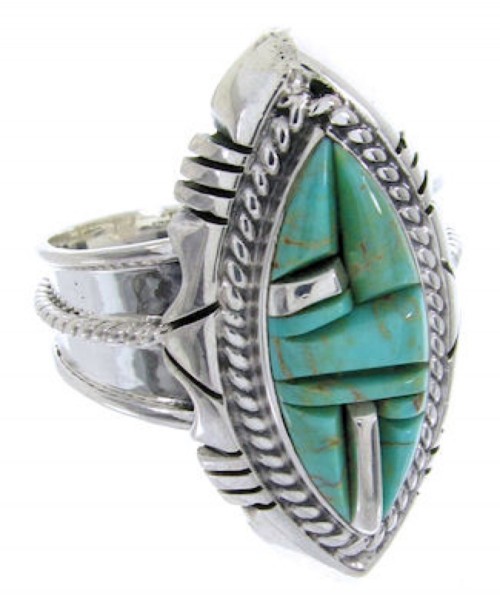 Turquoise Inlay Jewelry Southwestern Ring Size 5 BW66966