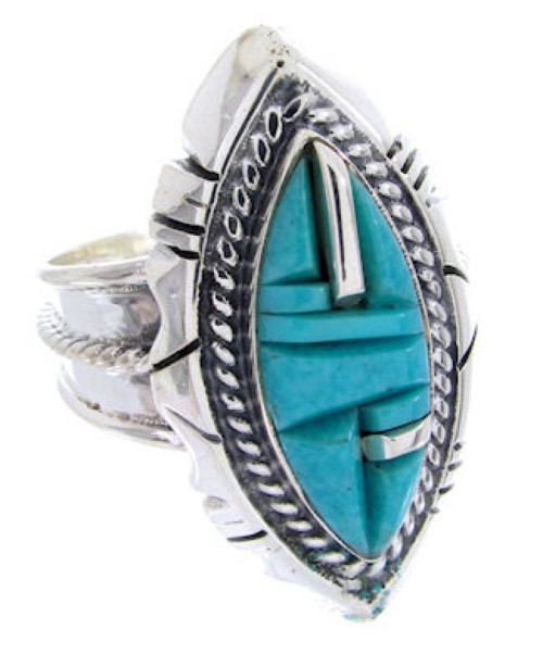 Turquoise Inlay Jewelry Southwest  Ring Size 7-3/4 BW66982 