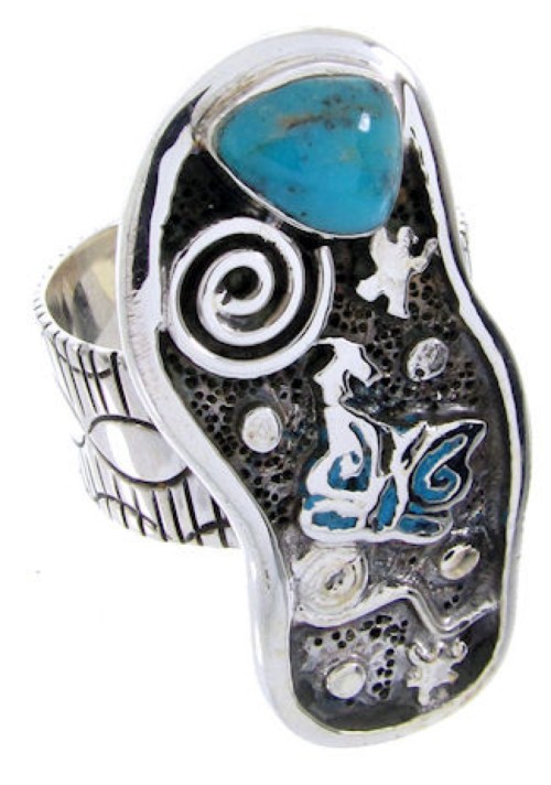 Silver Southwestern Turquoise Butterfly Jewelry Ring Size 8 MW66844 