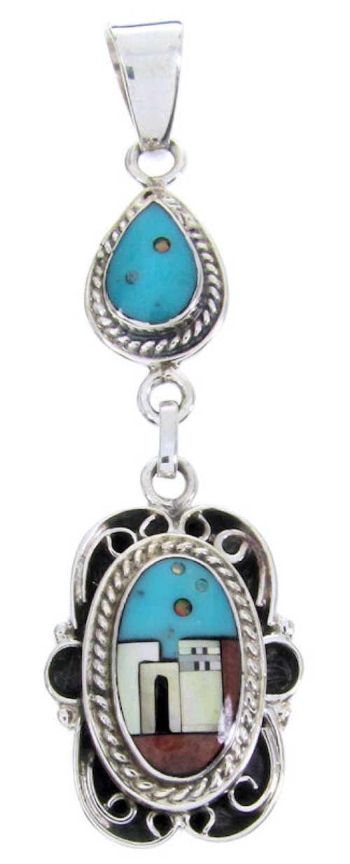 Silver Multicolor Native American Design Jewelry Pendant YS67093