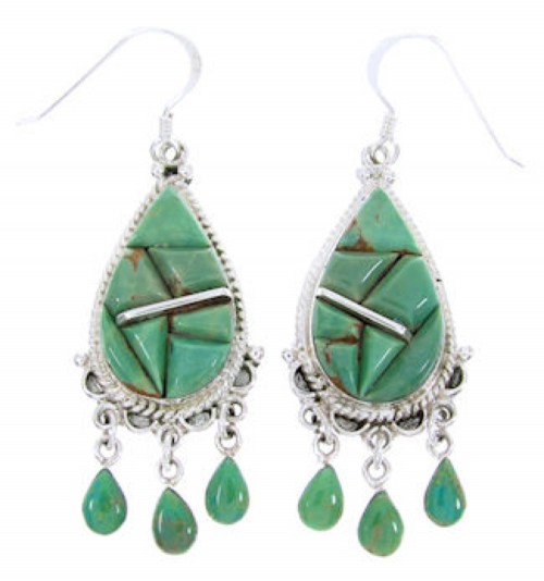 Turquoise Southwest Sterling Silver Jewelry Hook Earrings MW66580