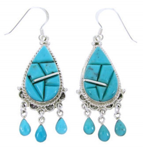 Turquoise Jewelry Southwest Silver Hook Dangle Earrings MW66592