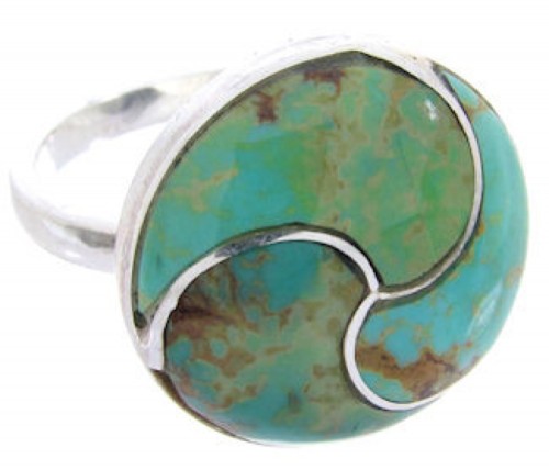 Silver And Turquoise Inlay Southwest Jewelry Ring Size 4-3/4 YS63444