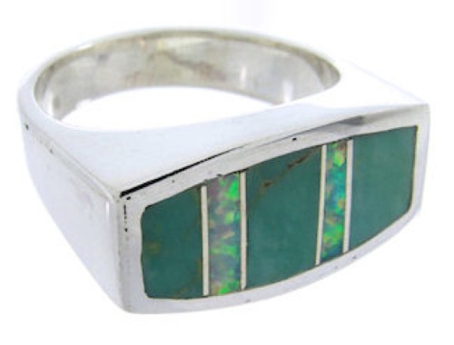 Southwest Sterling Silver Turquoise And Opal Ring Size 7-1/2 IS68066