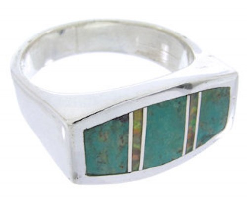 Turquoise And Opal Sterling Silver Southwest Ring Size 6 IS68110