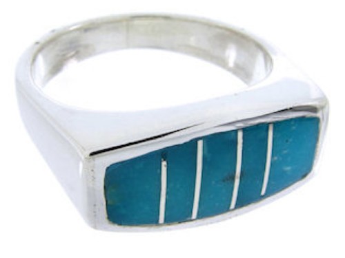 Turquoise Southwestern Sterling Silver Ring Size 7-1/4 IS68210
