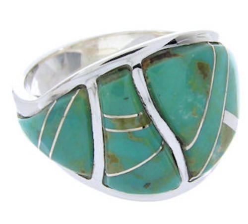 Turquoise Southwestern Genuine Sterling Silver Ring Size 5-3/4 YX87514