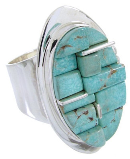 Turquoise And Silver Jewelry Ring Size 8-1/4 YS68846