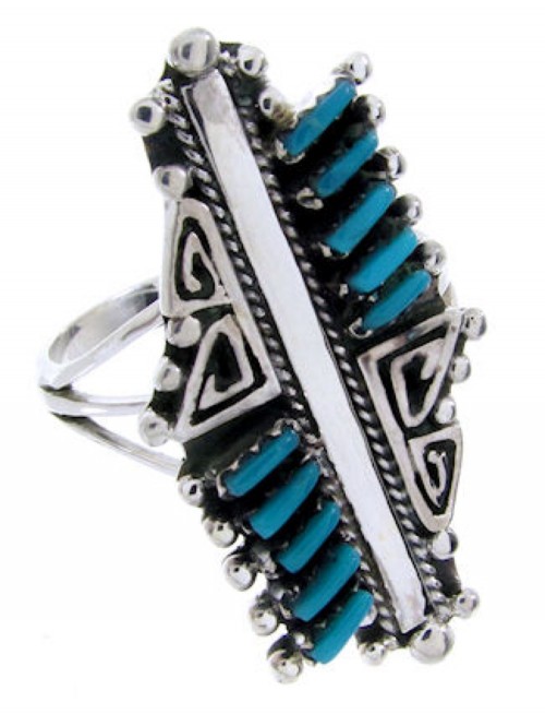 Southwest Silver Turquoise Needlepoint Jewelry Ring Size 6-1/2 BW67899