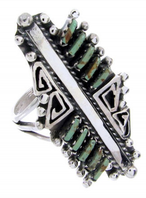 Turquoise Southwestern Needlepoint Jewelry Ring Size 5-1/4 BW67903