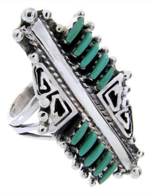 Silver Southwest Turquoise Needlepoint Ring Size 6-1/2 BW67914  