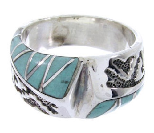 Silver Turquoise Inlay Southwestern Ring Size 6-1/4 BW68281 