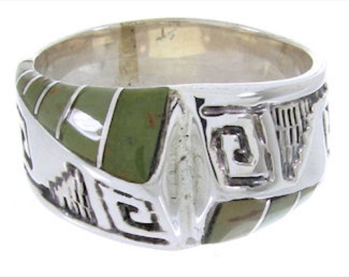 Southwest Silver Turquoise Inlay Jewelry Ring Size 6-1/4 BW68309 