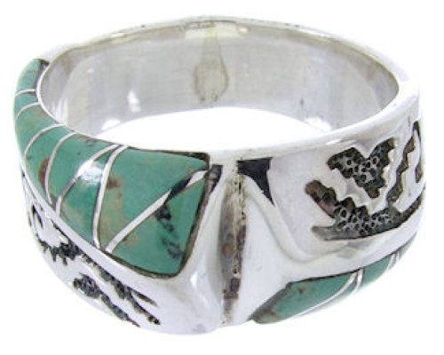 Southwest Turquoise Inlay Jewelry Ring Size 5-3/4 BW68336