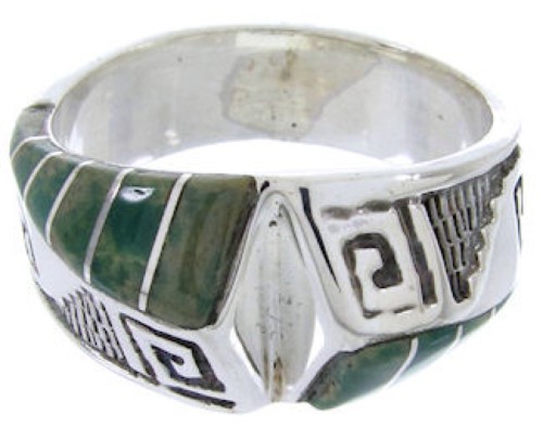 Southwestern Silver Turquoise Inlay Ring Size 7-3/4 BW68338