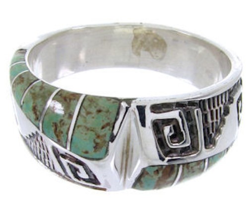 Genuine Sterling Silver Southwest Turquoise Inlay Ring Size 5 BW68359