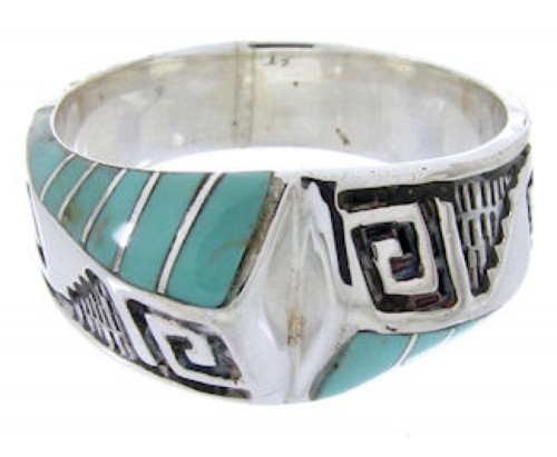 Turquoise And Silver Southwestern Ring Size 5 BW68386