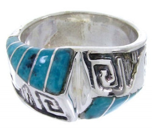 Southwest Turquoise Inlay Silver Ring Size 5 BW68388