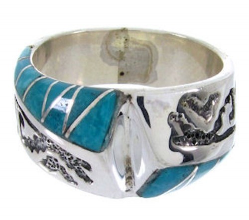 Southwestern Turquoise Genuine Sterling Silver Ring Size 5 BW68392