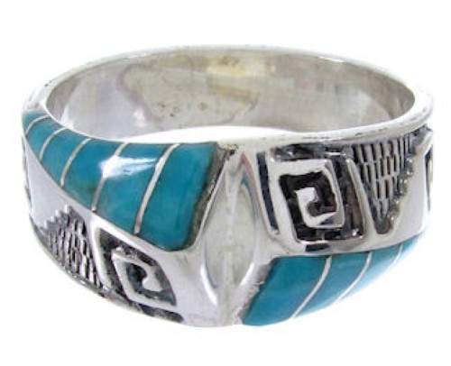 Turquoise Inlay And Sterling Silver Ring Size 8-1/4 BW70349 