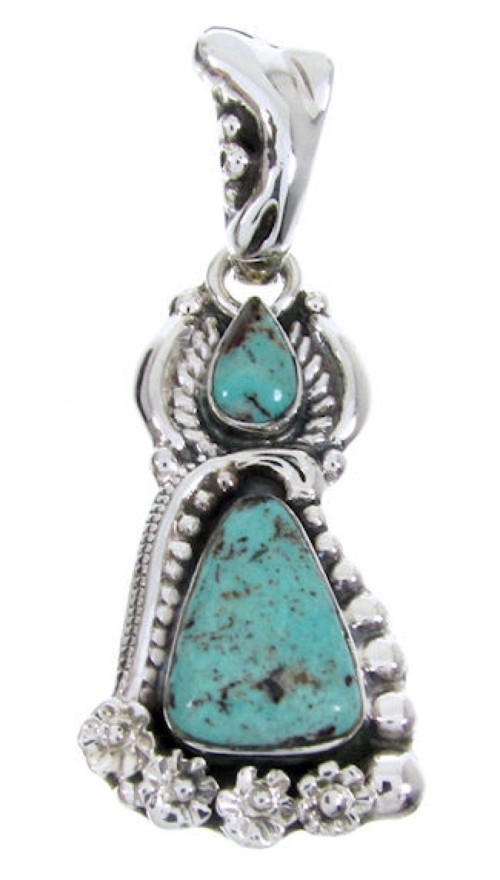 Southwestern Jewelry Turquoise Sterling Silver Slide Pendant AW67725