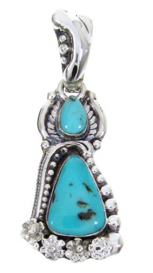 Southwest Jewelry Turquoise Genuine Sterling Silver Pendant AW67690