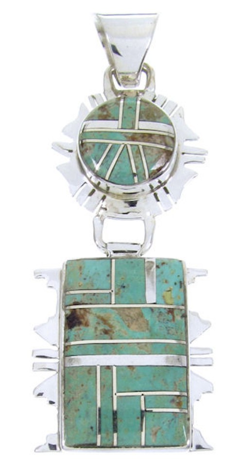 Southwest Sterling Silver Turquoise Inlay Pendant MW67792