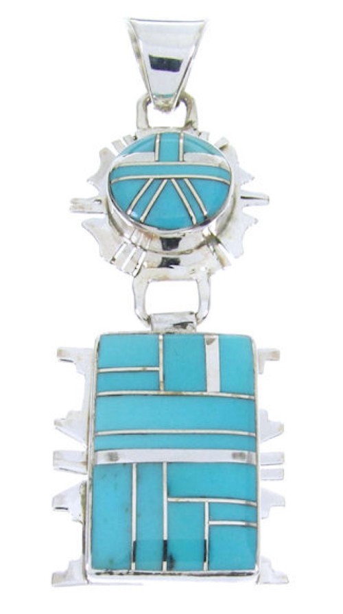 Southwest Jewelry Turquoise Inlay Silver Pendant MW67783