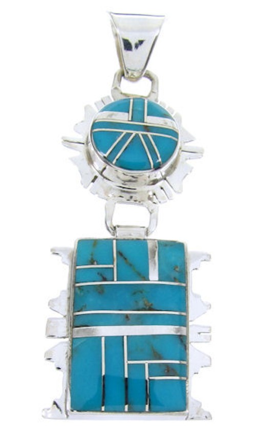 Southwest Silver Jewelry Turquoise Inlay Pendant MW67784