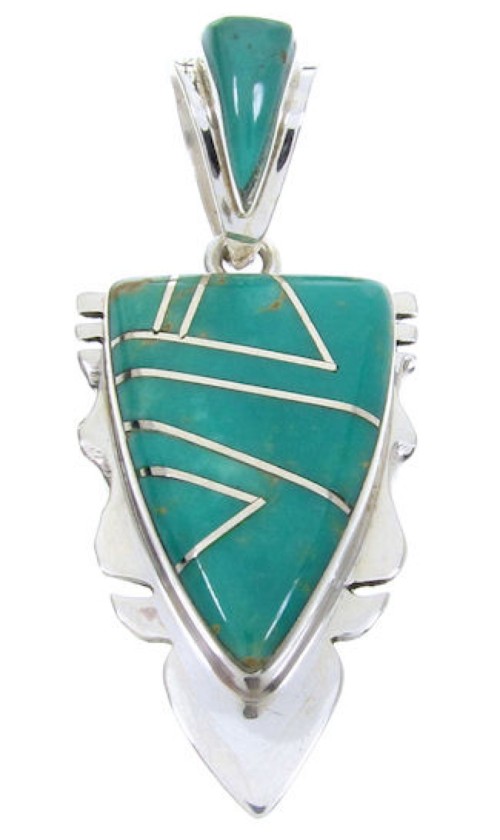 Southwest Turquoise Inlay Sterling Silver Pendant MW67760