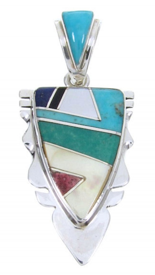 Multicolor Inlay Southwest Jewelry Silver Pendant MW67751