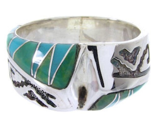 Southwest Sterling Silver Jewelry Turquoise Ring Size 8-3/4 YS68252