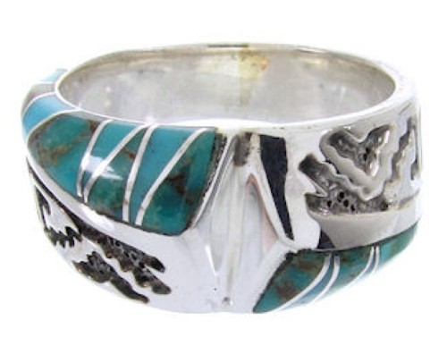 Southwest Turquoise Inlay Jewelry Ring Size 5-3/4 YS68275