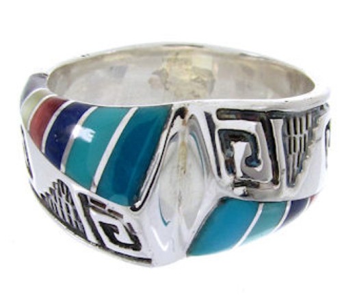 Southwest Multicolor Water Wave Jewelry Ring Size 7-3/4 YS68321 