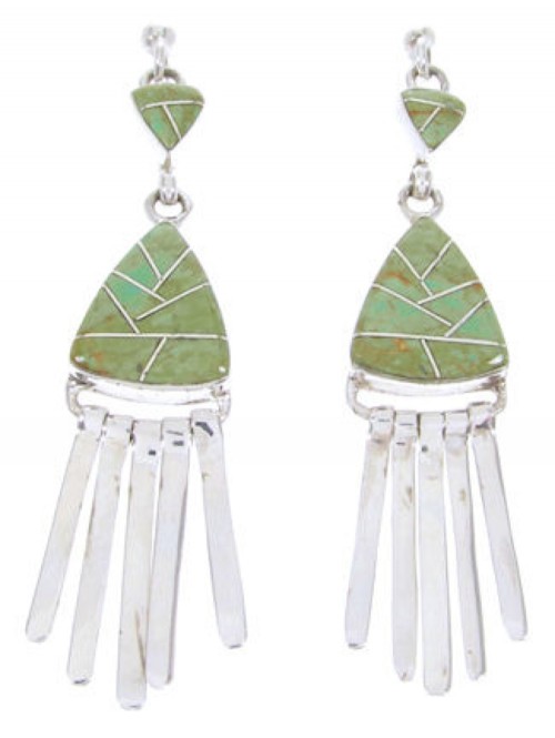 Southwestern Turquoise Sterling Silver Post Dangle Earrings AW68494 