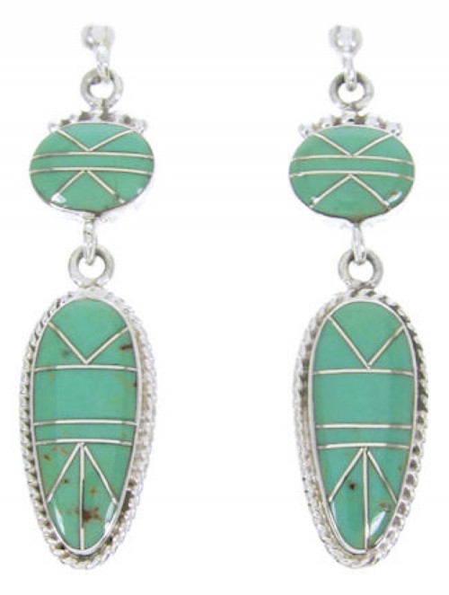 Southwest Turquoise Sterling Silver Jewelry Post Earrings AW68361 