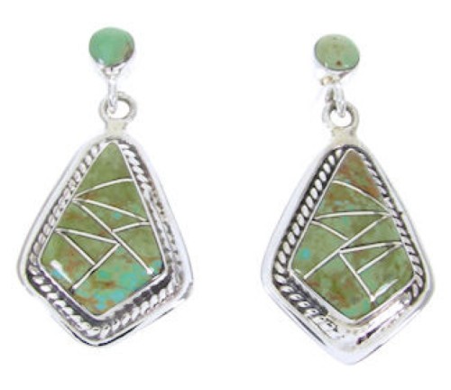 Southwestern Turquoise Sterling Silver Post Dangle Earrings AW68466
