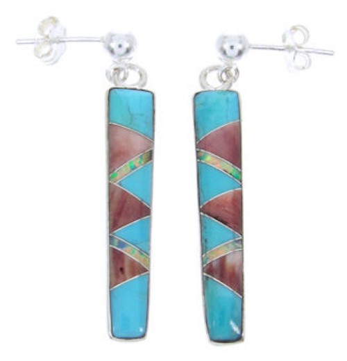 Multicolor Inlay Whiterock Wild Fire Post Dangle Earrings YS68537